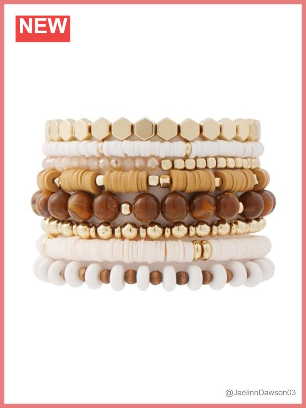 Layered Heishi Clay Bead Stretch Bracelets Set Boho Stackable Gold Plated